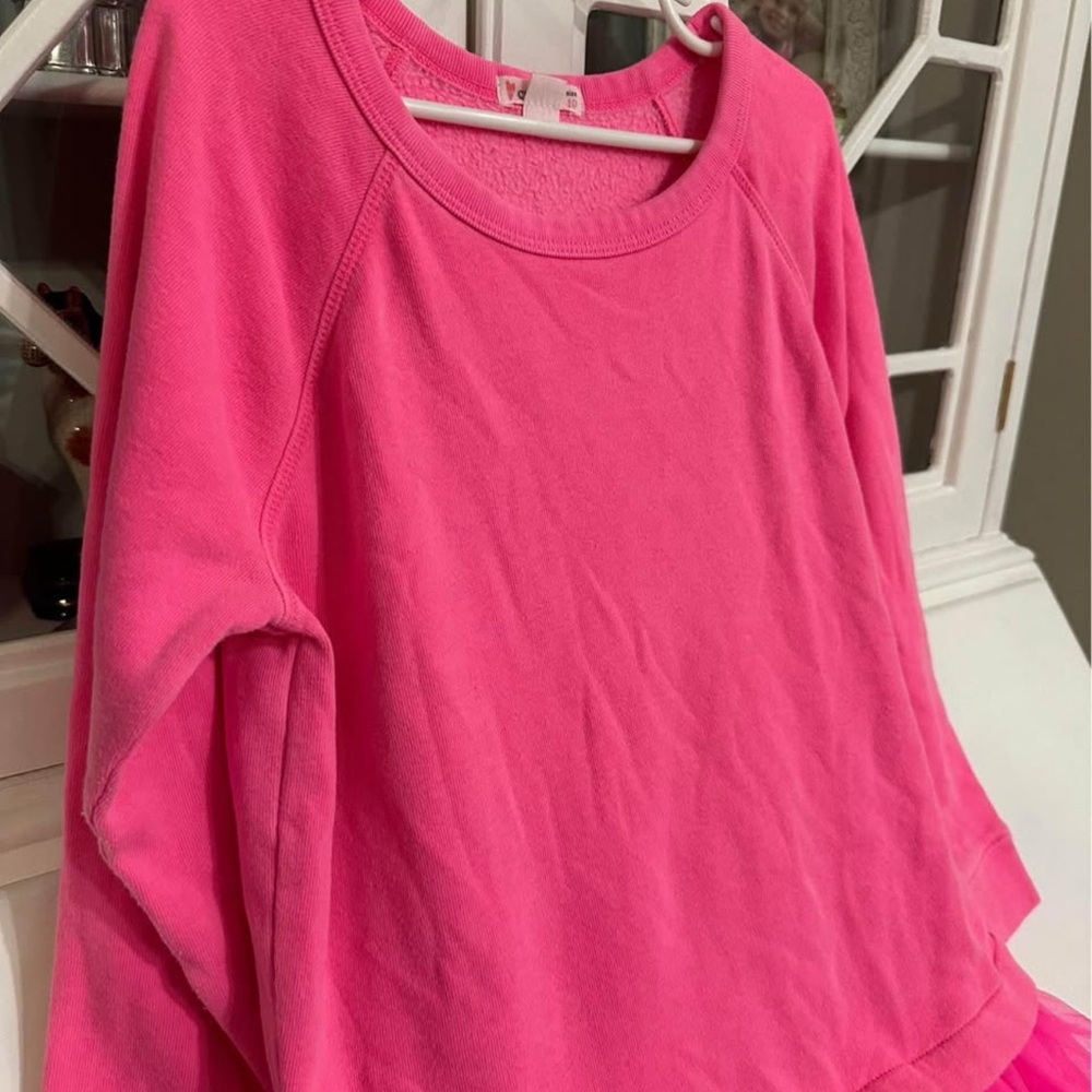 Bright Pink Sweatshirt Dress with tutu bottom - size 10 girls no stains or wear